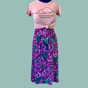 INSTAFIT Vintage Skirt and Graphic Tee - Pink Kitty Tropical Purple Skirt